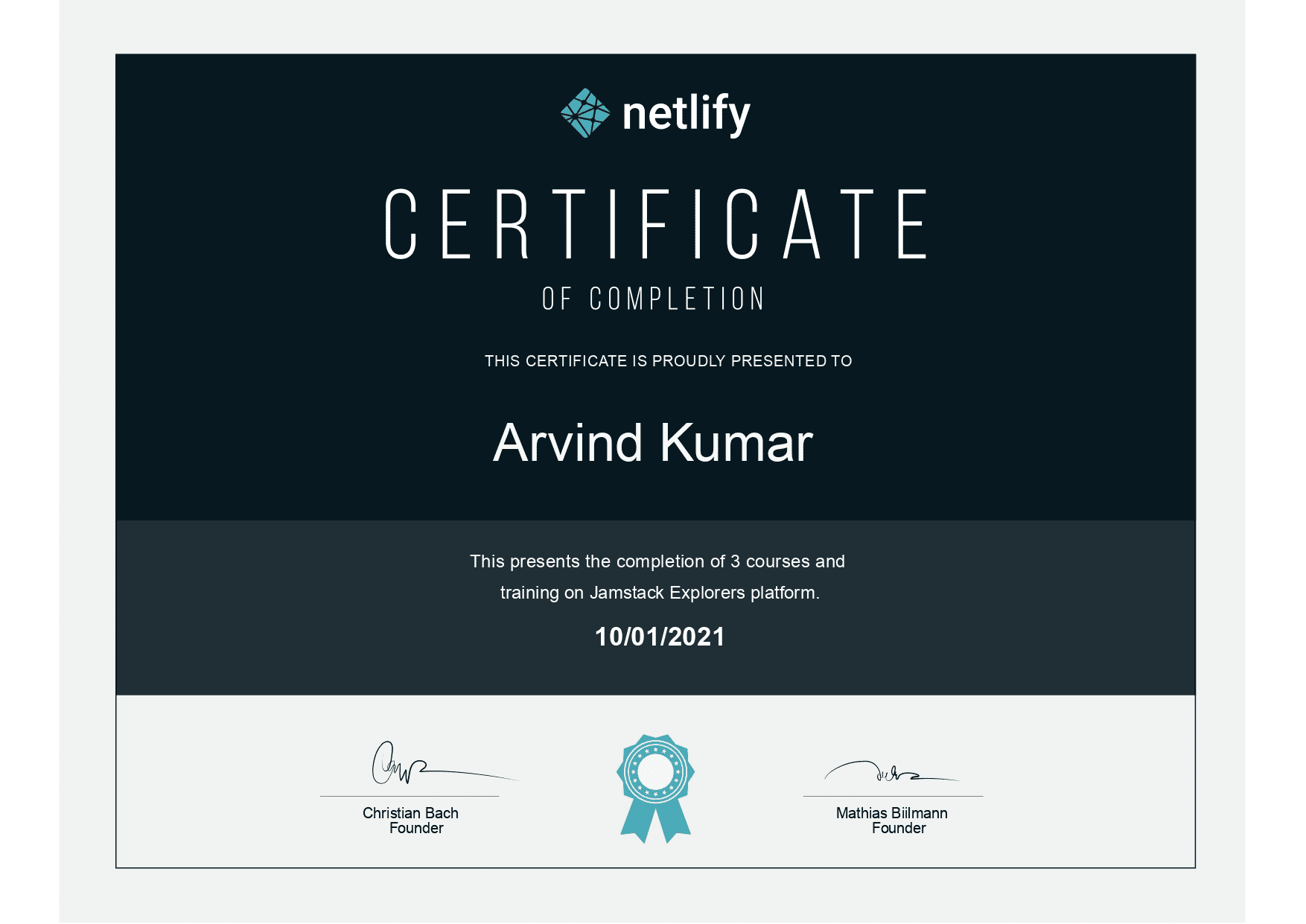 Netlify Jamstack Explorers Certificate
